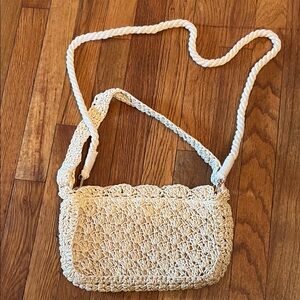 American Eagle Outfitters Cream Woven Crossbody Bag